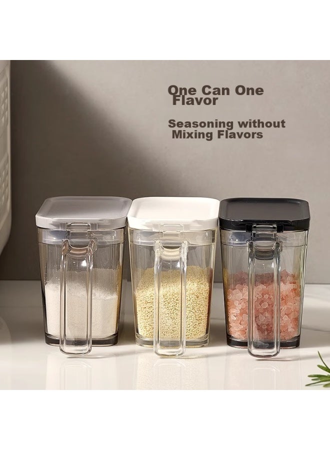 Asvel Style Seasoning Container, Household Plastic Spice Jar, Condiment Storage Box With Spoon, White, 480ml - Image 3
