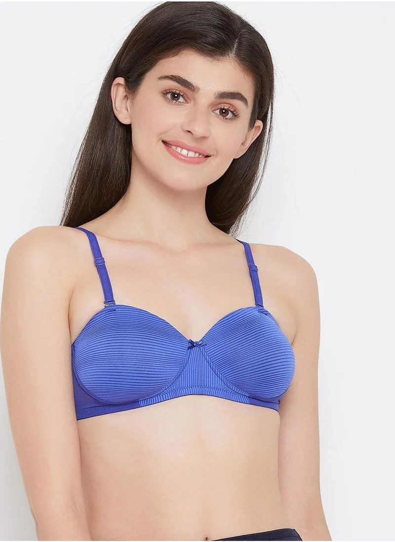 كلوفيا Padded Non-Wired Demi Cup Striped Multiway Strapless Bra with Balconette Style