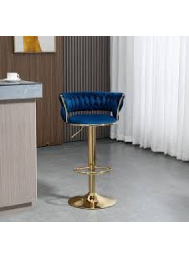 Adjustable Height Counter Stools with Woven Pattern Backrest - Image 2