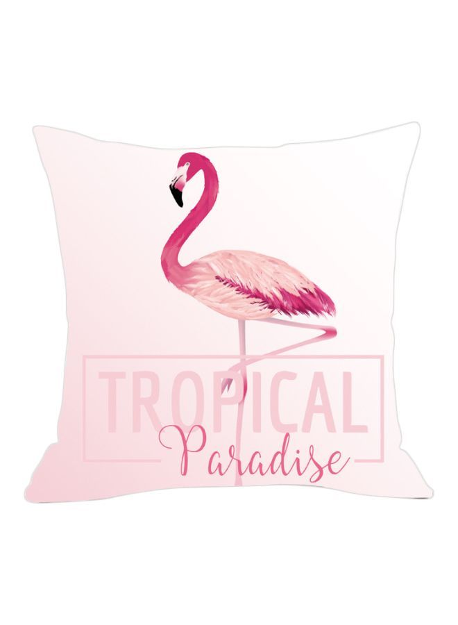 NIBEMINENT Flamingo Printed Cushion Cover Pink/Black 45x45cm