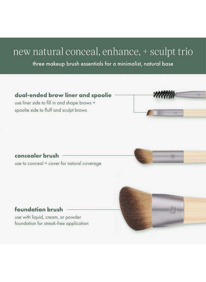 Ecotools New Natural Conceal, Enhance, & Sculpt Trio, Makeup Brushes For Foundation, Concealer, & Brows, Dense, Synthetic Bristles For Sculpting Face, Vegan & Cruelty-Free, 3 Piece Set - Image 4
