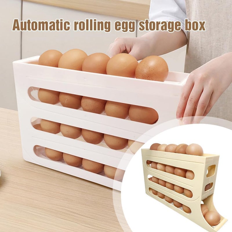 Egg Holder for Refrigerator, Automatic Rotating Refrigerator Egg Organizer, 4 Tiers, Large Capacity Egg Dispenser for 30 Eggs, Space Saving Egg Holder Rack for Refrigerator Kitchen Cabinet - Image 4
