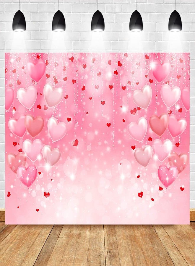 Mocsicka Valentine's Day Backdrop Pink Love Hearts Glitter Stars Bokeh Valentine's Day Party Decorations Romantic Wedding Bridal Shower Photography Background (7x5ft) - Image 2