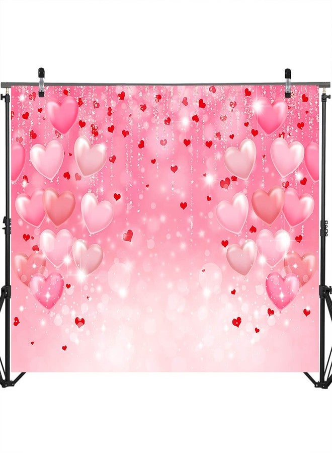 Mocsicka Valentine's Day Backdrop Pink Love Hearts Glitter Stars Bokeh Valentine's Day Party Decorations Romantic Wedding Bridal Shower Photography Background (7x5ft) - Image 4
