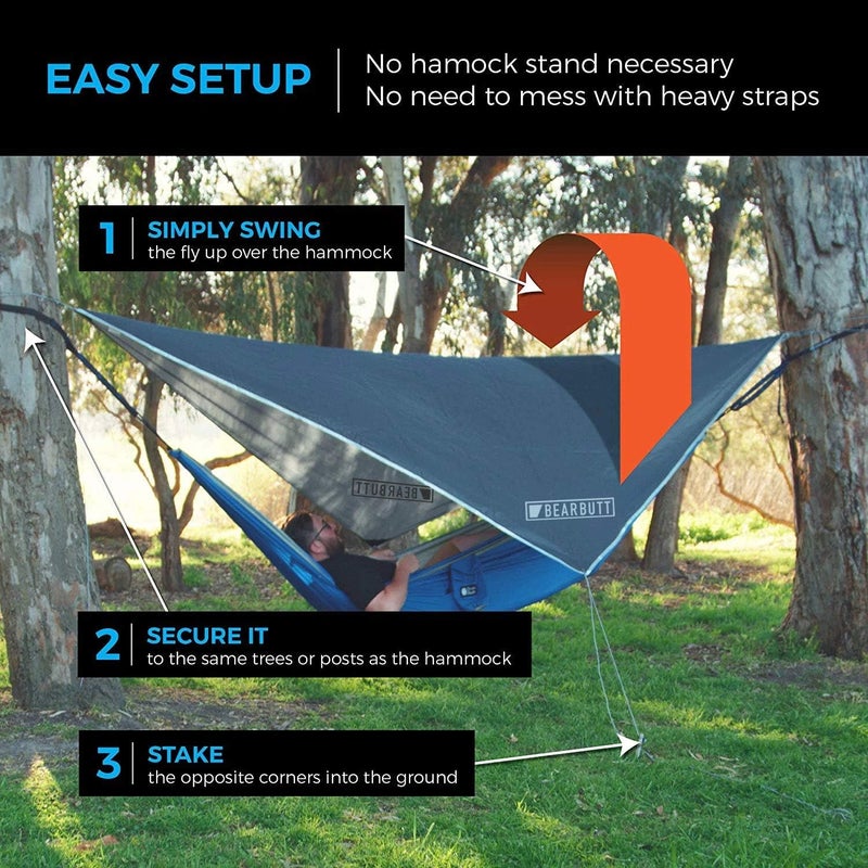 Bear Butt Hammock Rain Fly & Camping Tarp - 11 x 9 ft Ultralight Waterproof Tarp for Hammock & Tent Camping - Easy to Set Up - Image 5