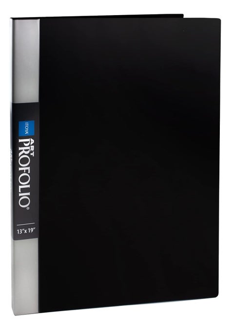toya Original Art ProFolio 13x19 Black Photo Album Book with 48 Pages - Protective Binder with Plastic Sleeves