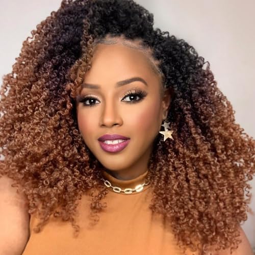 Aksice Pre-looped Yanky Twist Crochet Hair 8 Inch 8 Packs Bohemian Passion Twist Spring Mini Twist Crochet Hair for Black Women Boho Crochet Braids Synthetic (1B/4/30) - Image 1