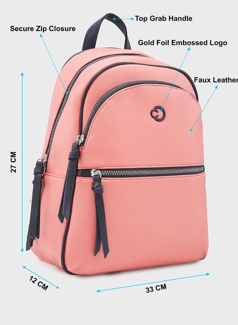 CAPRESE-MIA FASHION BACKPACK MEDIUM CORAL - Image 4