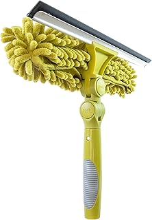 DOCAZOO DOCAZOO DocaPole Dual Pivot Window Squeegee and Scrubber Combo Attachment, 3 Squeegee Blades Included, Compatible with  - Image 1