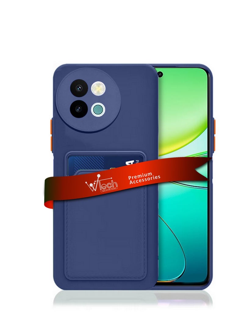 Wtech Vivo Y38 / vivo Y200t 5G 2024 Silicone TPU With Card Holder Case Cover Navy Blue  - Image 1