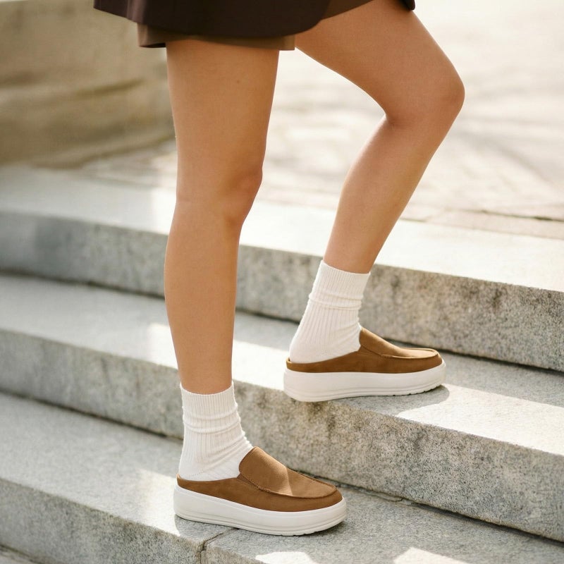 Rihero Platform Mule Shoes for Women Dressy Casual Slip On Clogs Lightweight Comfort Brown Mules for Everyday Wear Work Size 8 - Image 2