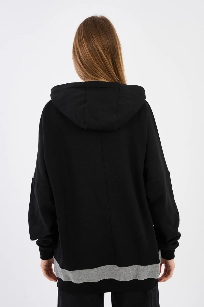الكسندر جاردي Oversize Color Block Hoodie Sweatshirt (E20-152703)