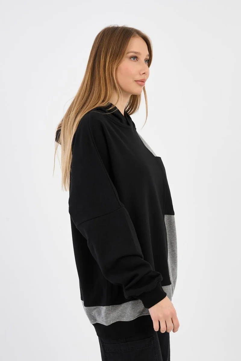 الكسندر جاردي Oversize Color Block Hoodie Sweatshirt (E20-152703)