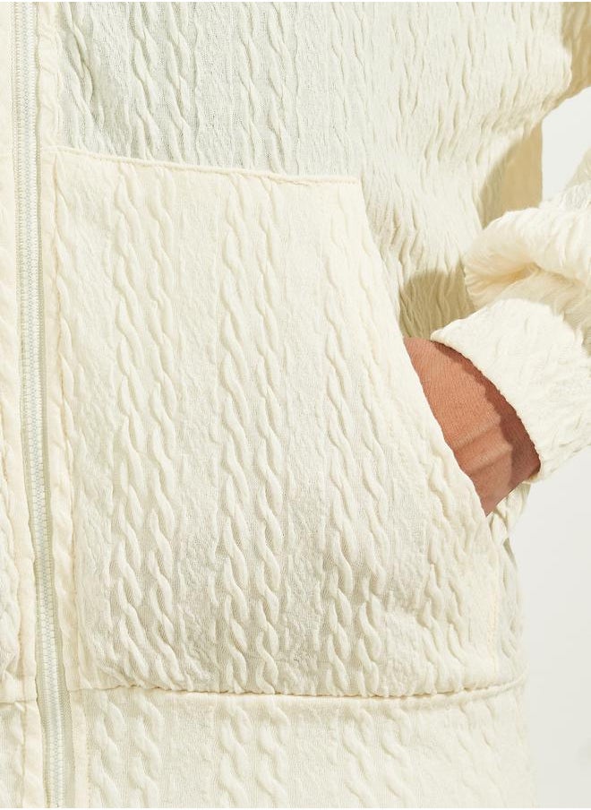 Styli - Regular Fit Textured Knit Zip Through Hoodie - Image 1