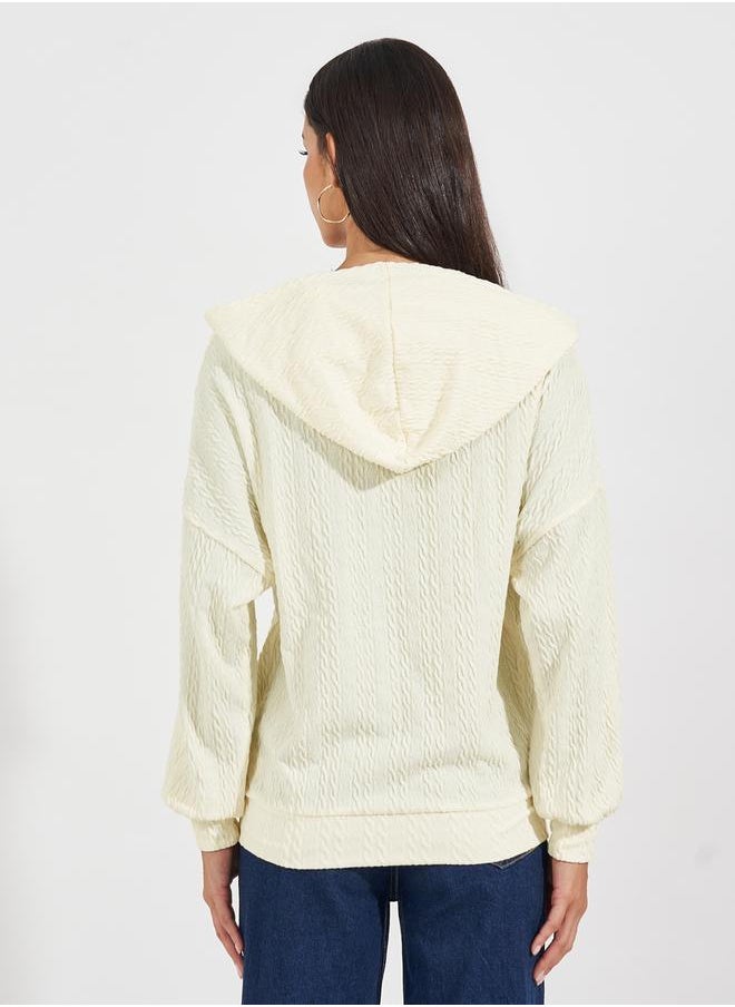 Styli - Regular Fit Textured Knit Zip Through Hoodie - Image 1