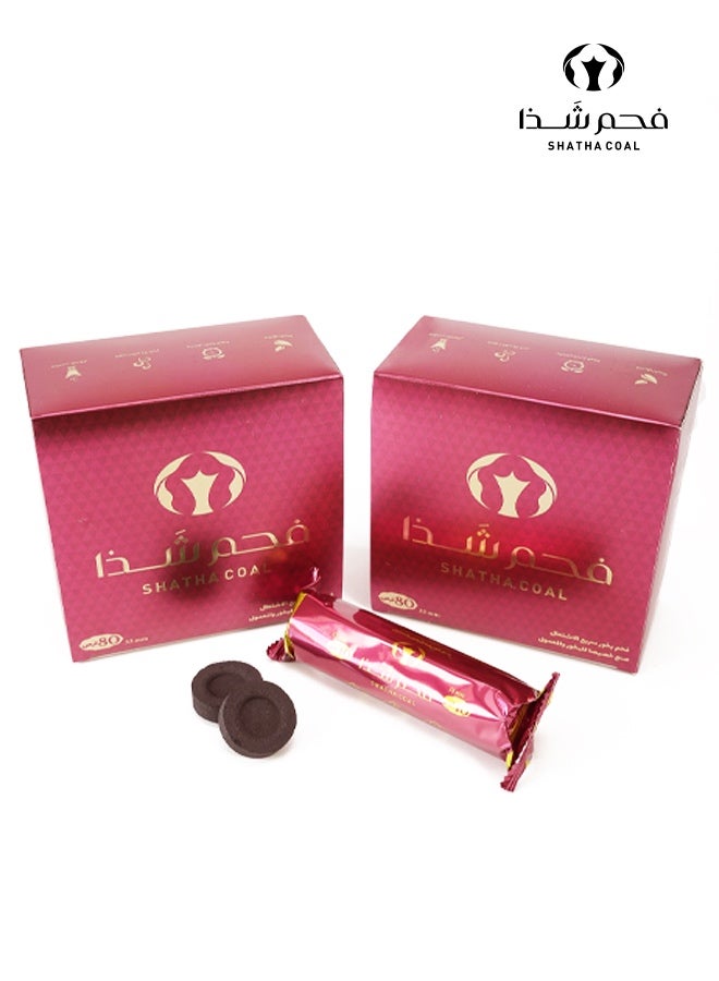فحم شذا فحم بخور سريع الاشتعال – 160 قطعة (عبوتان) | فحم بخور فاخر يدوم طويلاً وخالٍ من الدخان والرماد، مصنوع من قشرة جوز الهند الطبيعية للاستخدام مع مبخرة العود والبخور - Image 2