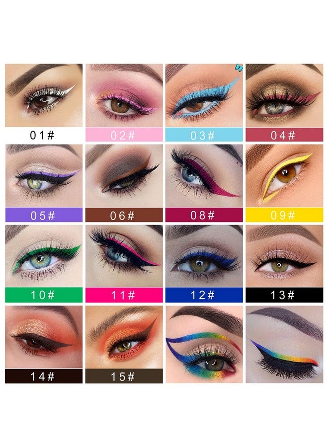 CHARMCODE 14 Colored Eyeliners Liquid Color Eyeliner Highly Pigmented White Eyeliner Liquid Liner Coloful Set Vivid Matte Eye Makeup - Image 2