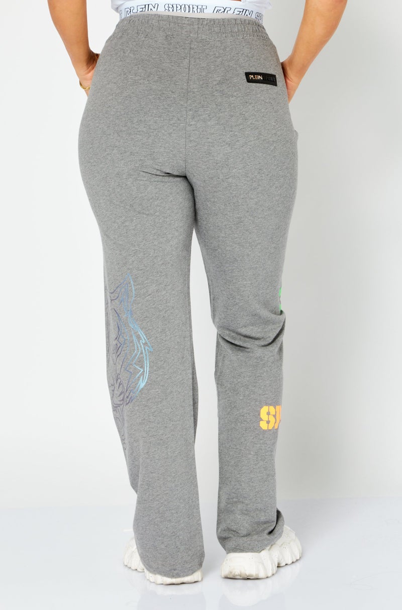 Plein Sport Women Sportswear Fit Brand Logo Training Pants, Grey Combo  - Image 4