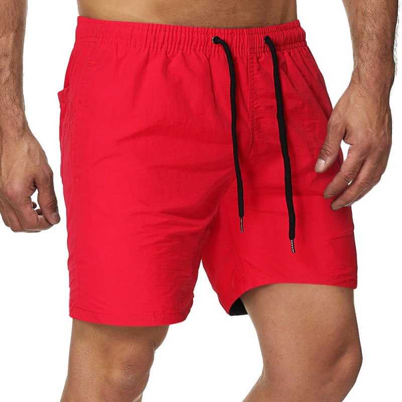 Foreign Trade Amazon 22 Summer Mens Casual Shorts Candy-colored Five-point Pants Mens Ten-color Waterproof Quick-drying Beach Pants Bright red