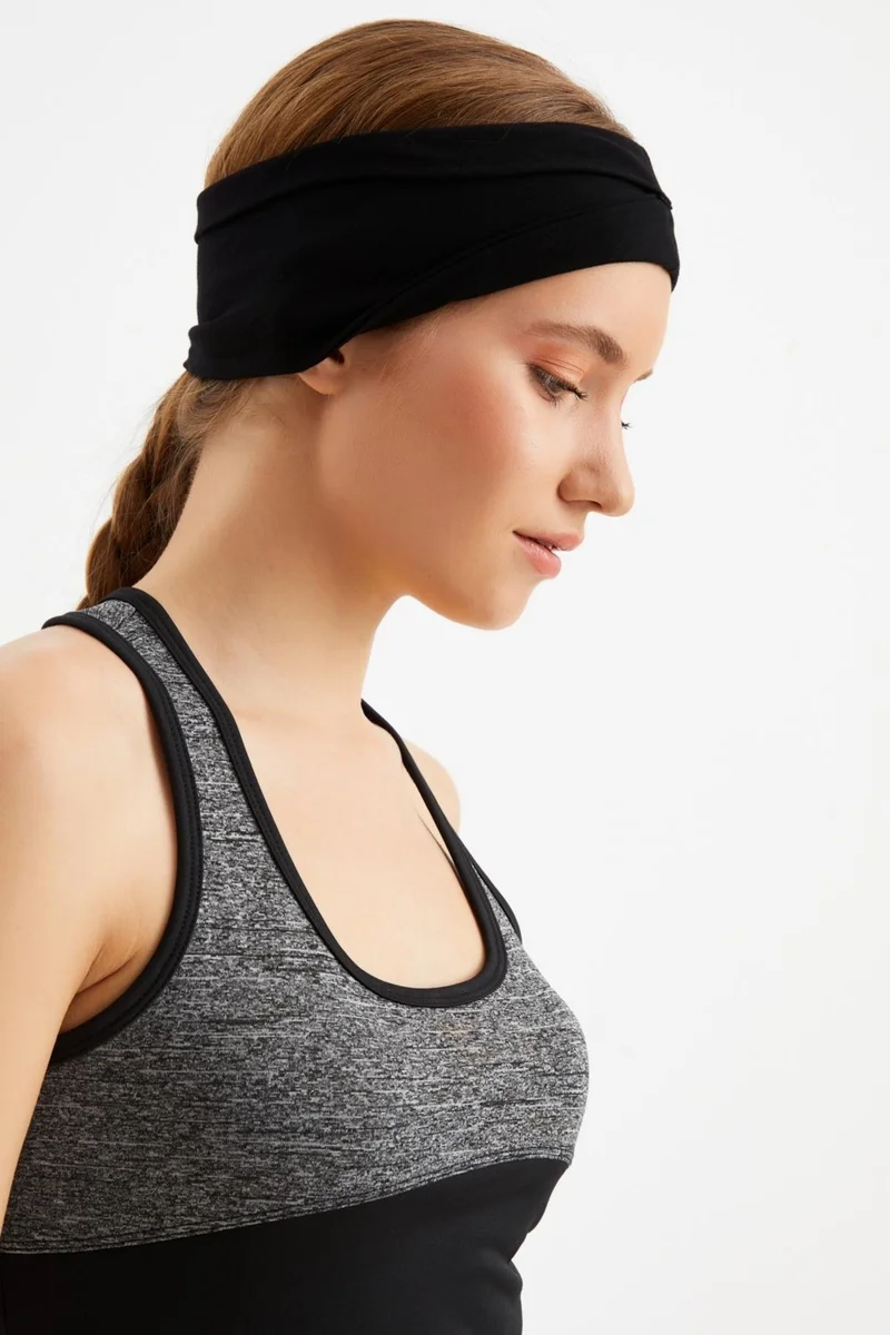 بوتيكجيز Black Women's Double Sided Use Alternative, Combed Cotton, Non-Slip, Lightweight, Sports Hair Band Bandana