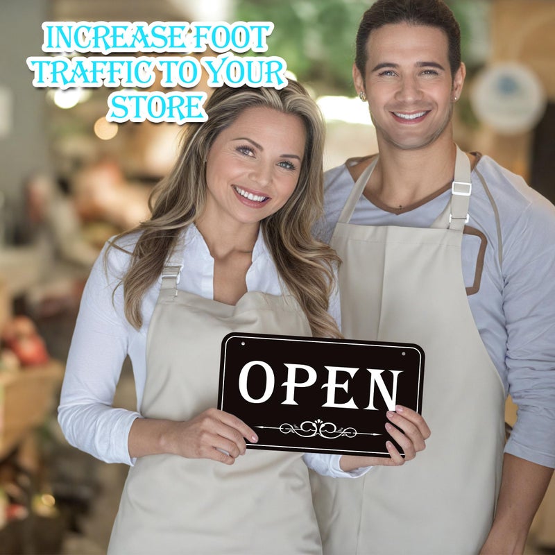 LUHIMO Open Closed Signs for Business, 12x6.7 Waterproof Double Sided Come In or Closed Hanging Sign, Business Open and Closed Hours Flip Sign for Stores Restaurants Bars Shops Door Window - Image 4