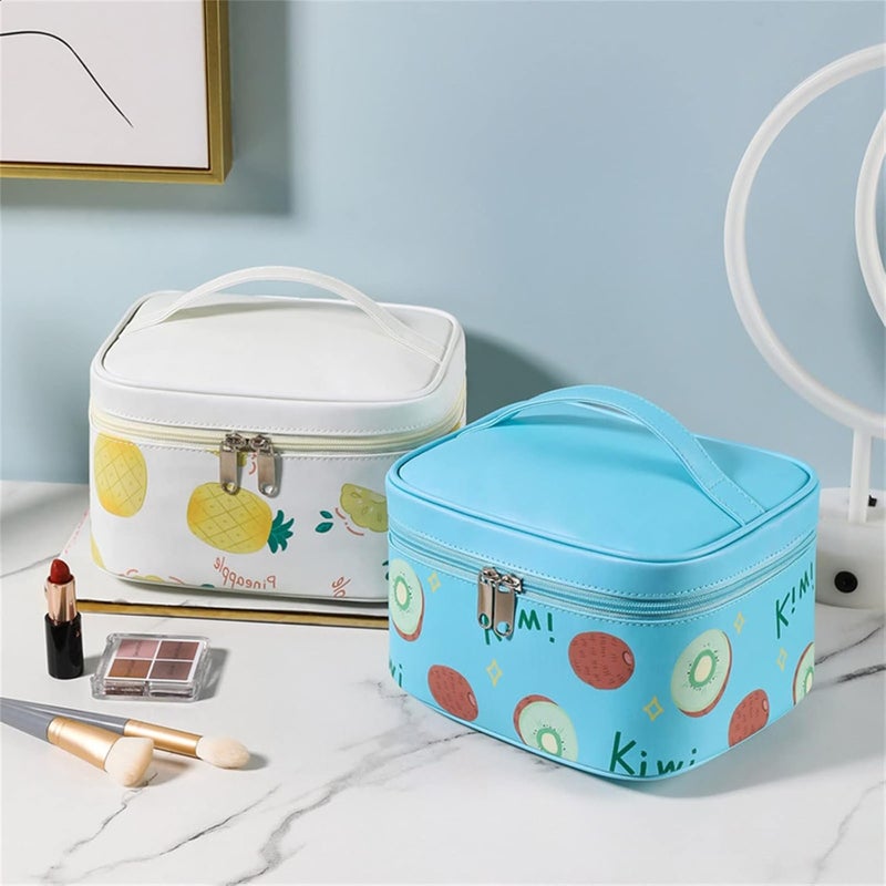 klarako Washable Waterproof Cosmetic Bag Makeup Bag for Purse Pouch PU Leather Travel Beauty Zipper Organizer Bag Gifts for Girl Women (Beige) - Image 3