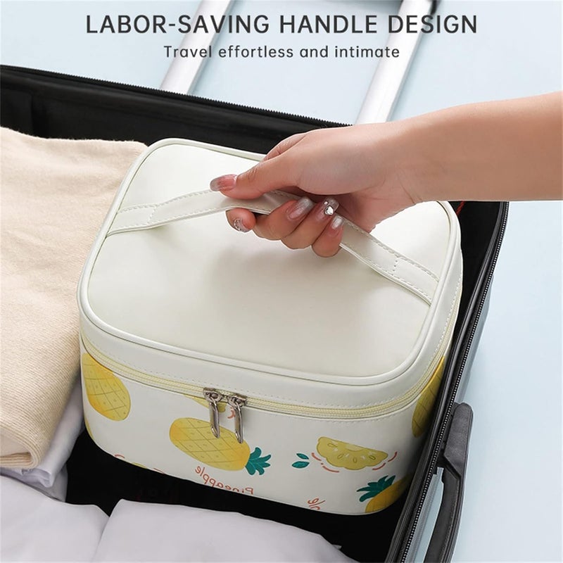 klarako Washable Waterproof Cosmetic Bag Makeup Bag for Purse Pouch PU Leather Travel Beauty Zipper Organizer Bag Gifts for Girl Women (Beige) - Image 5