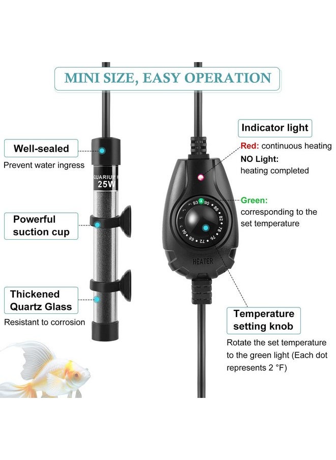 HITOP - HITOP 15W Super Mini Aquarium Heater: Adjustable Heater for Small Fish Tank 1-4Gallons, with External Controller, Betta Heater for Fish Bowls(15W) - Image 1