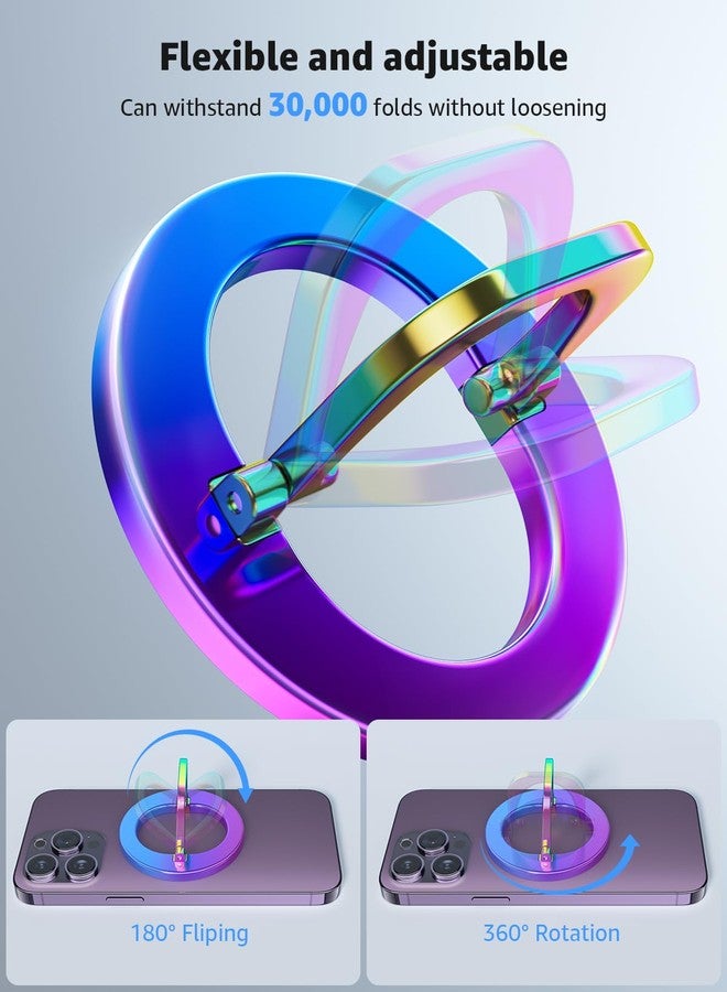 SUPERONE for Magnetic Phone Grip, Adjustable Magnetic Phone Ring Holder Removable Finger Phone Ring Kickstand Compatible with Mag Accessories Only for iPhone 15 & 14 & 13 & 12 Series (Colorful) - Image 4