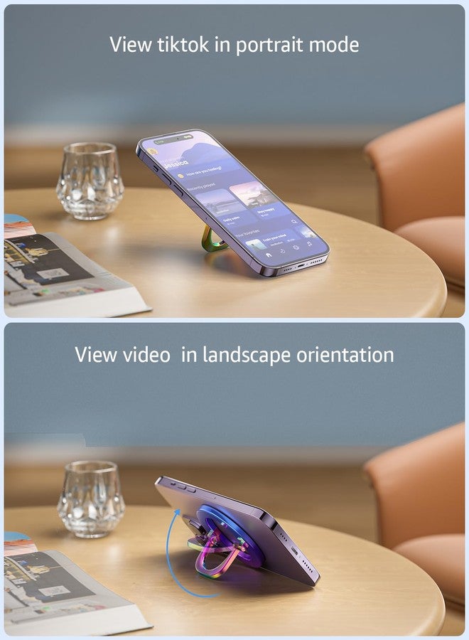 SUPERONE for Magnetic Phone Grip, Adjustable Magnetic Phone Ring Holder Removable Finger Phone Ring Kickstand Compatible with Mag Accessories Only for iPhone 15 & 14 & 13 & 12 Series (Colorful) - Image 5