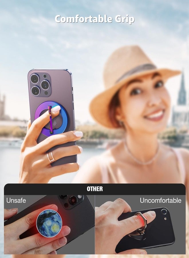 SUPERONE for Magnetic Phone Grip, Adjustable Magnetic Phone Ring Holder Removable Finger Phone Ring Kickstand Compatible with Mag Accessories Only for iPhone 15 & 14 & 13 & 12 Series (Colorful) - Image 3