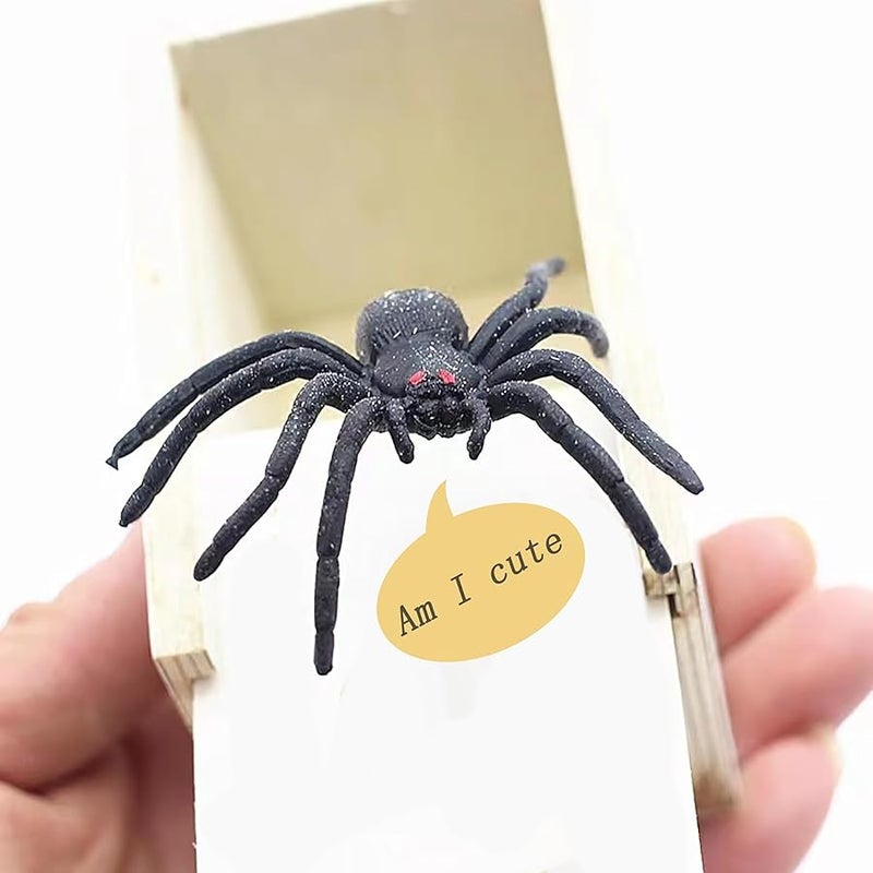 QITAI Rubber Spider Trick Box, Handmade Wooden Trick Surprise Box Spider Hidden in One Box Trick Toys for Adults and Children Pranks for Adults Stuff - Image 4