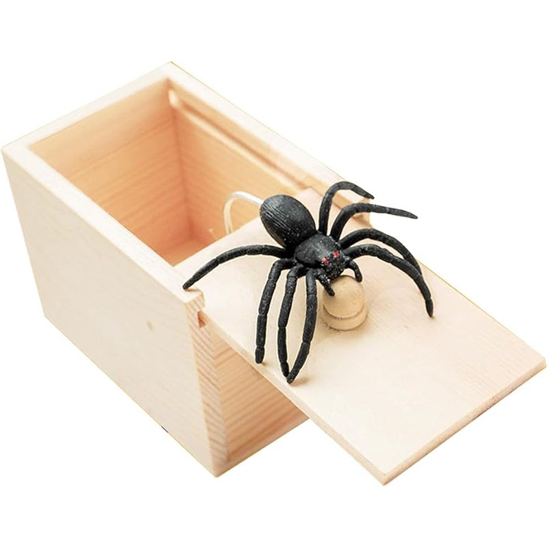 QITAI Rubber Spider Trick Box, Handmade Wooden Trick Surprise Box Spider Hidden in One Box Trick Toys for Adults and Children Pranks for Adults Stuff - Image 1
