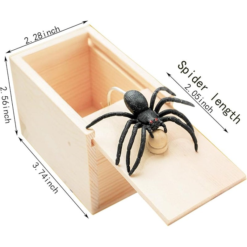 QITAI Rubber Spider Trick Box, Handmade Wooden Trick Surprise Box Spider Hidden in One Box Trick Toys for Adults and Children Pranks for Adults Stuff - Image 2
