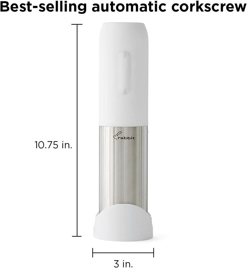 rabbit Compact Electric Wine Opener - Electric Corkscrew with Built-In Foil Cutter, Rechargeable and Portable, Easy Wine Bottle Opening - Image 2
