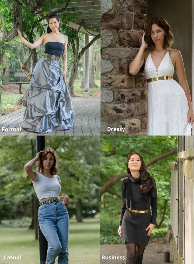 Dress Mirror Metal Girdle, Gold Adjustable Waist Chain Belt Dress Accessories for Girls Women Party Wedding Festival - Image 5