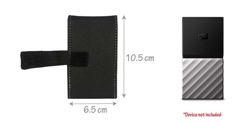 Saco External Hard Disk Protector Pouch Cover for Western Digital My Passport 256GB / 512GB External Solid State Drive - (Black) - Image 5