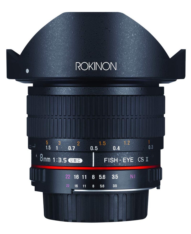 Rokinon HD8M-N 8mm f/3.5 HD Fisheye Lens with Auto Aperture Chip and Removable Hood for Nikon DSLR 8-8mm, Fixed-Non-Zoom Lens - Image 2