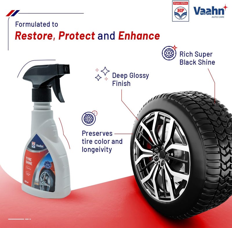 HP Vaahn Tyre Shine - 250 ml | Tyre Shiner for Car | Deep Gloss Finish | Long-Lasting Wet Look | UV Protection for Tyres | Tire Polish Spray for Car Detailing & Maintenance - Image 2