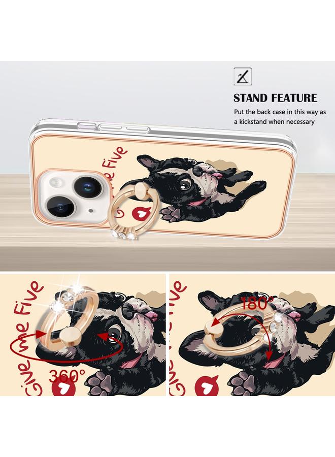 Zaboon Case For iPhone 13 Electroplating Dual-side IMD Phone Case with Ring Holder - Image 3