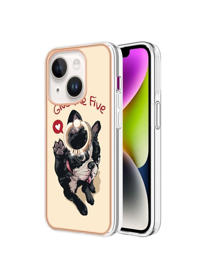 Zaboon Case For iPhone 13 Electroplating Dual-side IMD Phone Case with Ring Holder - Image 2