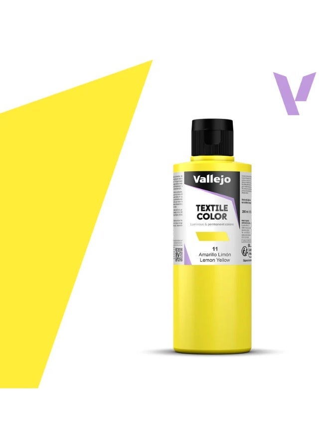 فاليجو طلاء أقمشة بلون أصفر ليموني 11 – زجاجة 200 مل بلمسة نهائية لامعة قابلة للغسل - Image 1