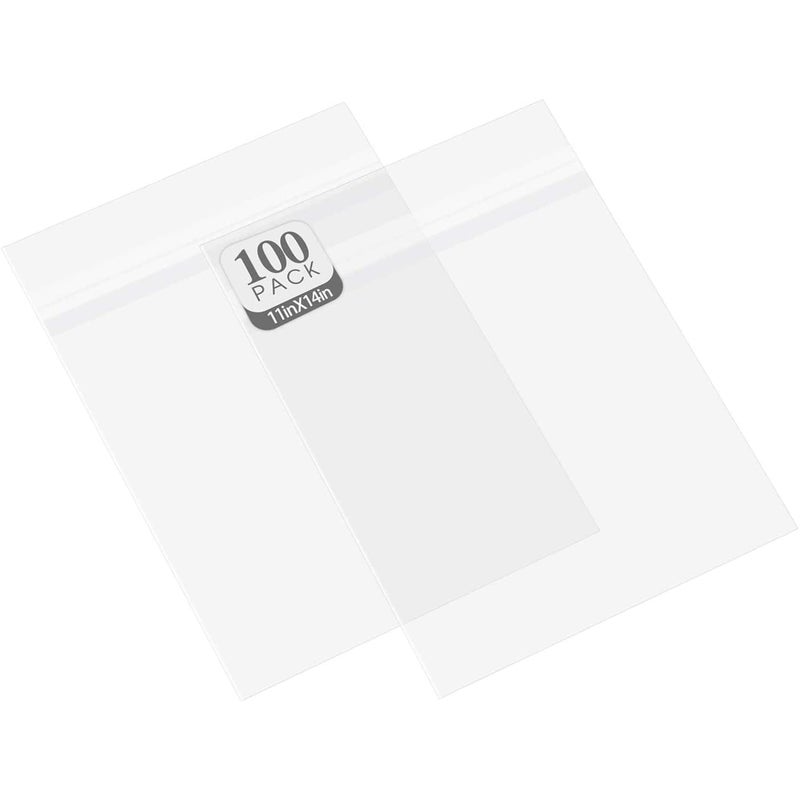 Golden State Art Golden State Art Pack of 100 AcidFree Crystal Clear Sleeves Storage Bags for Photo Prints Framing Mats Mattes Bag Size 11 38 x 14 18 inches for 11x14 Mats