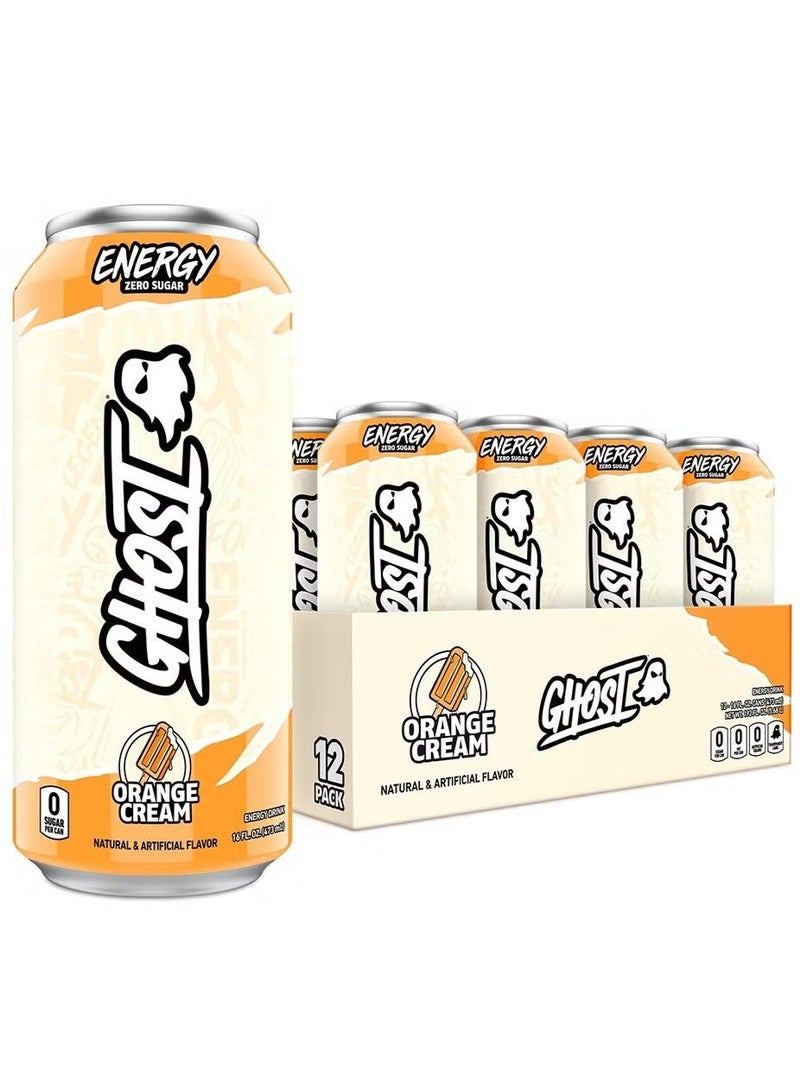Ghost Energy Drink – Orange Cream – 473ml (Pack of 12) - Image 1