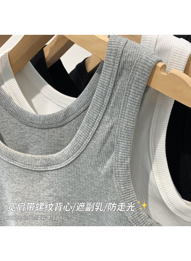 LANG SHA Women'S Short Sleeveless Tank Top, Wide Strap Solid Color, Wear Alone Or As Lining, Slim-Fit Base Layer - Image 5