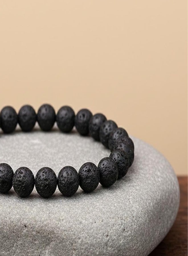Divine Hindu Lava Stone Bracelet for Men & Women - Genuine Black Volcanic Rock Beads - Root Chakra Grounding & Strength Healing Stone - Mens Jewelry - Perfect Yoga & Meditation Gift - Image 5