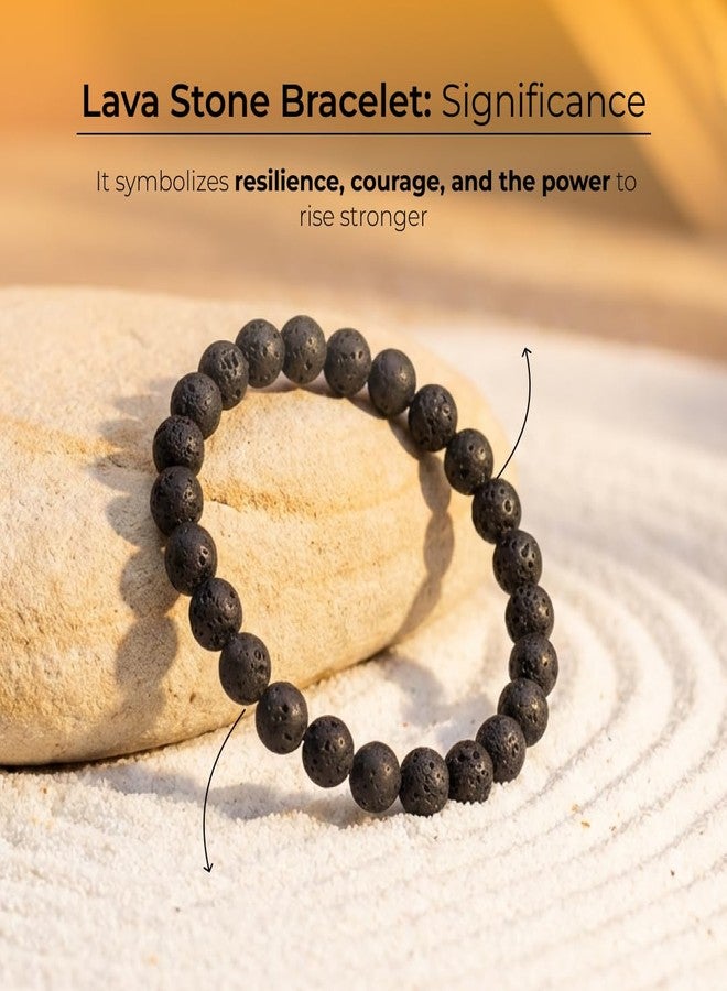 Divine Hindu Lava Stone Bracelet for Men & Women - Genuine Black Volcanic Rock Beads - Root Chakra Grounding & Strength Healing Stone - Mens Jewelry - Perfect Yoga & Meditation Gift - Image 3