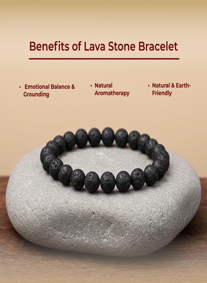 Divine Hindu Lava Stone Bracelet for Men & Women - Genuine Black Volcanic Rock Beads - Root Chakra Grounding & Strength Healing Stone - Mens Jewelry - Perfect Yoga & Meditation Gift - Image 4