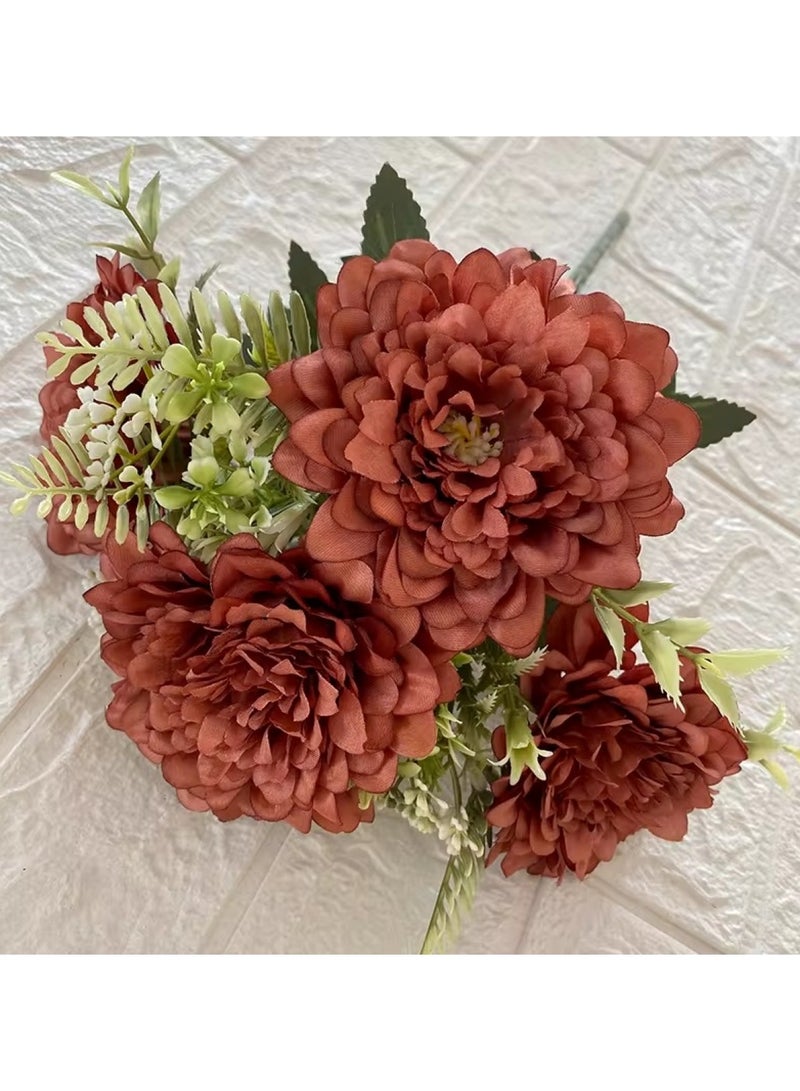 Huitich Seven Heads Artificial Flower Dark Coffee  - Image 3