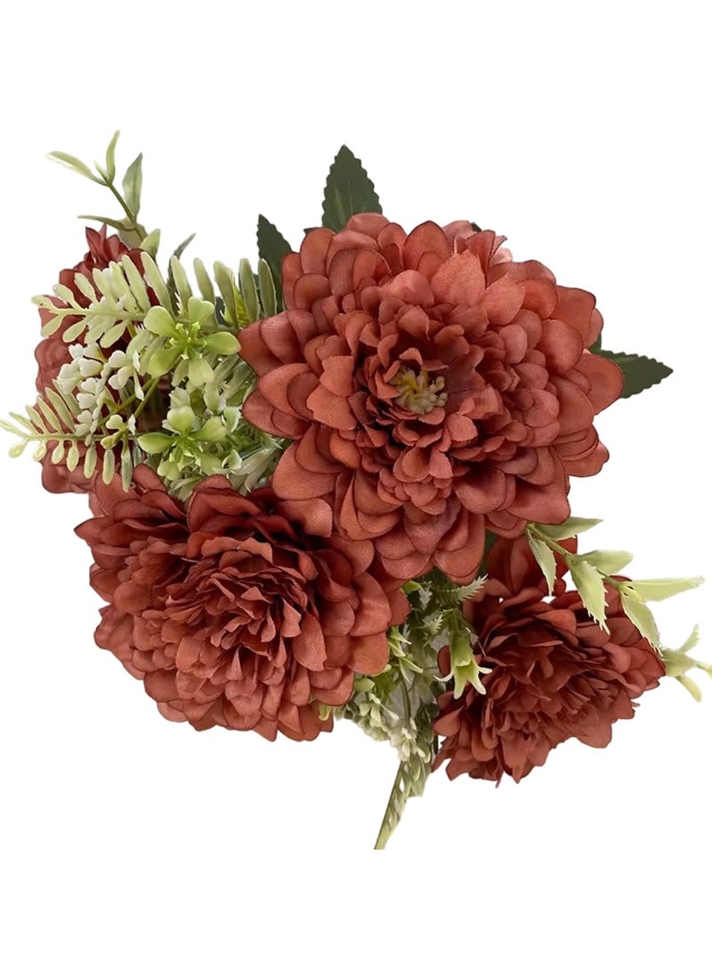 Huitich Seven Heads Artificial Flower Dark Coffee  - Image 1